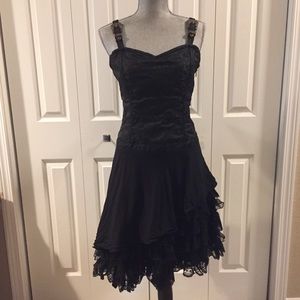 Vintage Goth lace black dress with buckles